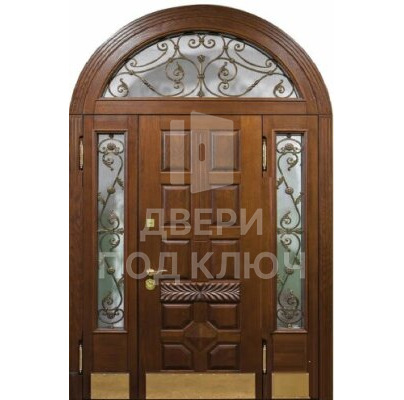 Дверь с окном кованая с фрамугой ДПК-12602